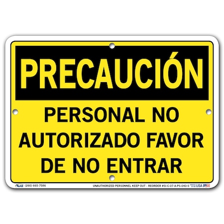 Vestil Polystyrene Sign, 7-1/2" Height, 10-1/2" Width, Polystyrene, Rectangle, Spanish SI-C-07-A-PS-040-S